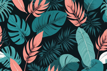 tropical leaves seamless pattern background	