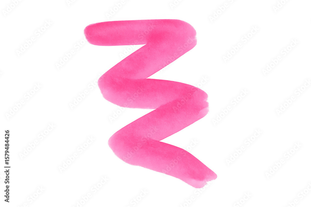 Poster pink paint brush zigzagging across transparent surface, creating dynamic graphic element with bold, 
