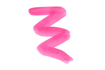 Pink paint brush zigzagging across transparent surface, creating dynamic graphic element with bold, energetic visual impact