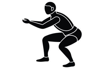 Obraz premium Stylized silhouette of a person performing a squat exercise for fitness