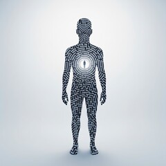 A metaphor for the complexity of the mind: a human silhouette containing an intricate labyrinth, symbolizing an inner journey
