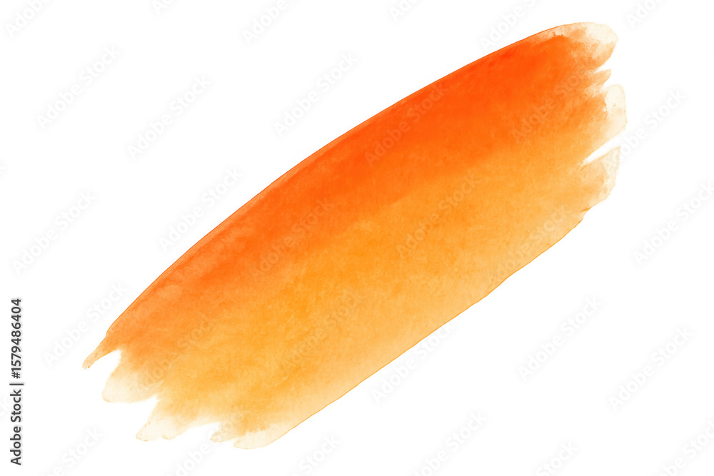 Poster dynamic orange watercolor brush stroke creating a vivid splash of color, perfect for adding artistic
