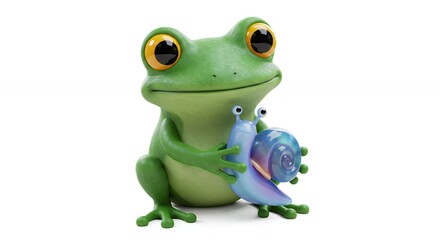 Obraz premium Cartoon frog and snail illustration