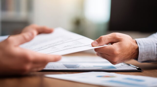 Client Receiving Financial Statement in Business Meeting Setting