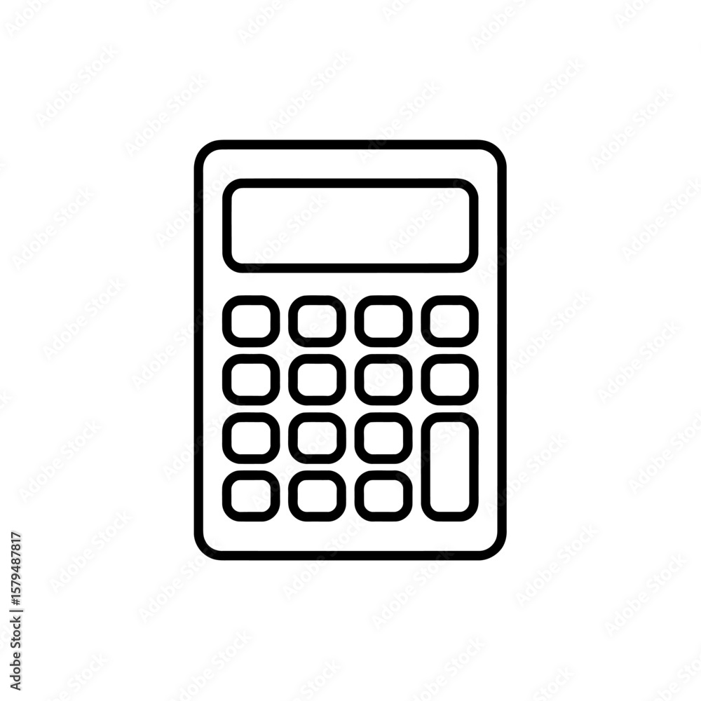 Poster minimalist calculator icon depicting mathematical calculation tool for finances and accounting in cl