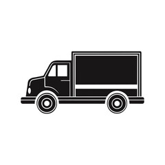Fototapeta premium Black silhouette of a delivery truck vehicle transportation