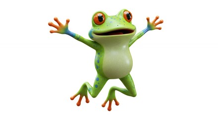 Happy cartoon frog jumping