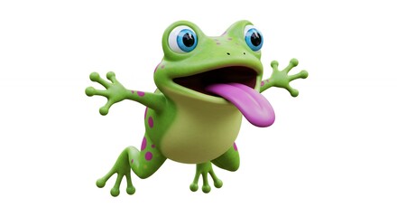 Fototapeta premium Funny frog jumping illustration