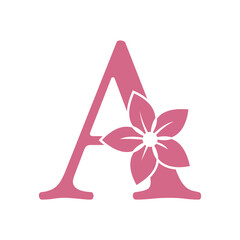 Flower Logo combine with letter A vector template