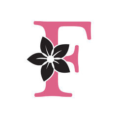 Flower Logo combine with letter F vector template