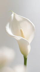 Minimal White Calla Lily Close-Up &ndash; Dreamy Petal Texture with Shallow Focus