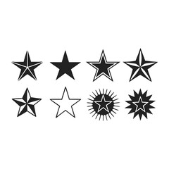 Obraz premium Diverse black star shapes collection white graphic