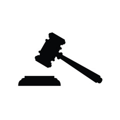Black gavel striking sound block vector