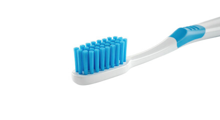 A blue and white toothbrush isolated on a transparent background