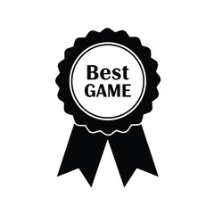Black award ribbon with best game text winner
