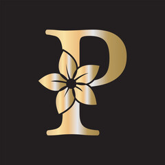 Flower Logo combine with letter P vector template