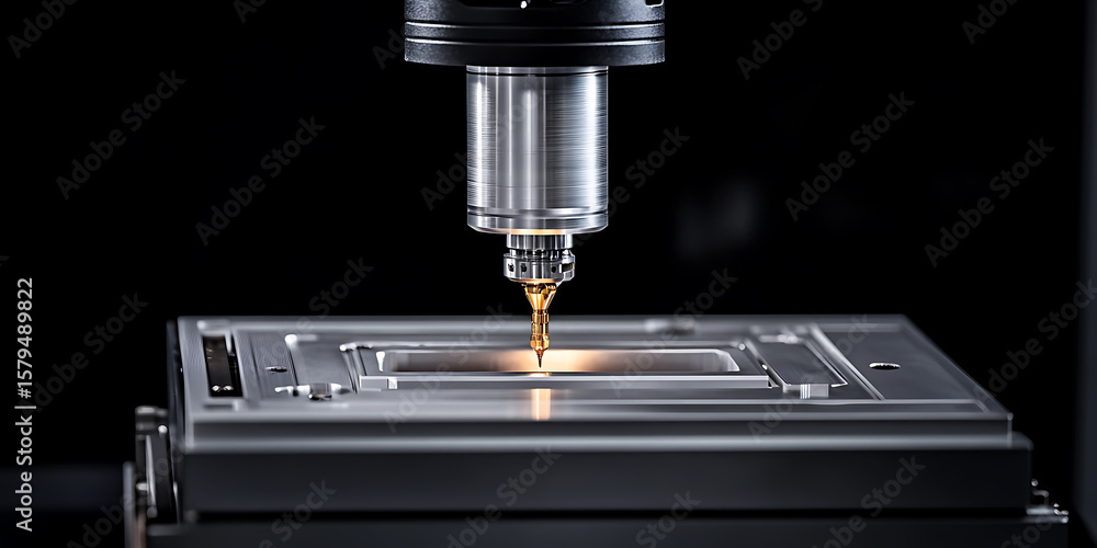 Poster precision machining at work, highlighting automated cnc equipment for accurate metal fabrication. pr