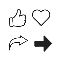 Like heart share and arrow icons like icon heart icon
