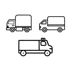 Line art trucks and delivery vehicles delivery truck