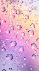Macro Water Droplets on Glass with Pastel Light Background


