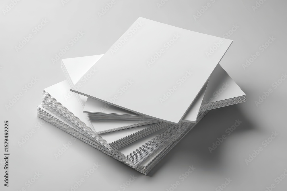 Aufkleber hyperrealistic grey mockup stack of a4 flyers: clean layout for marketing and publishing elements