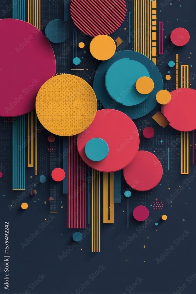 Poster abstract design showcasing colorful geometric shapes and elegant patterns