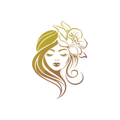 golden floral ornament beauty queen logo icon for business man. 