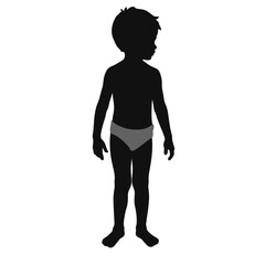 Obraz premium Silhouette of a child standing with hands at sides in a swimwear 