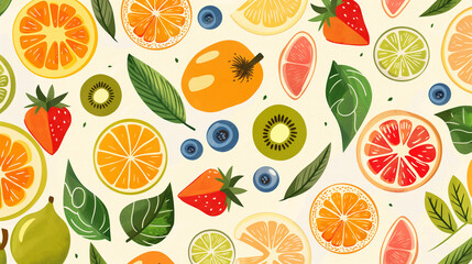 Colorful fruit pattern design background , Nutrient-Rich Pattern, Fun Healthy Print, Fruit Market Mood, Sweet Fresh Theme, Natural Produce Graphics