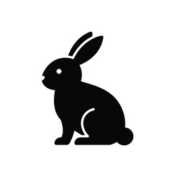 Fototapeta premium Black Silhouette Rabbit Icon, Hare Logo, Bunny Symbol