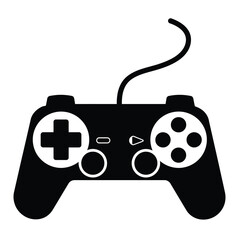 Black classic video game controller with buttons and joystick