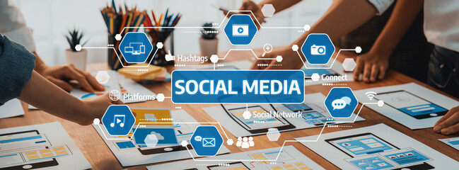 A dynamic workspace showcasing collaborative efforts in social media planning with digital tools...