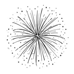 Black and white starburst pattern with a delicate floral design and a touch of abstract light illustration