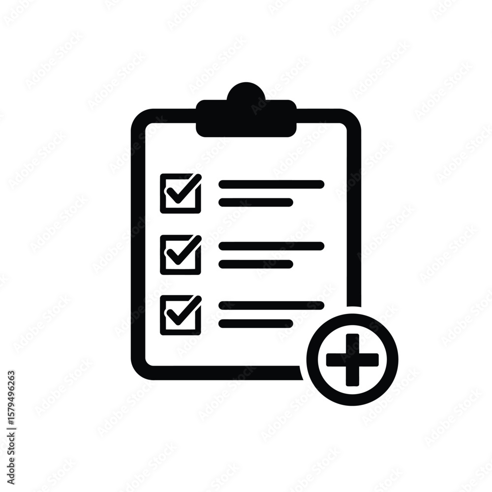 Poster checklist with checkboxes and plus sign icon task