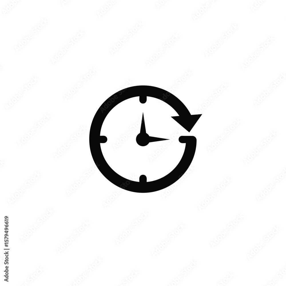 Poster black clock with arrow icon time circular