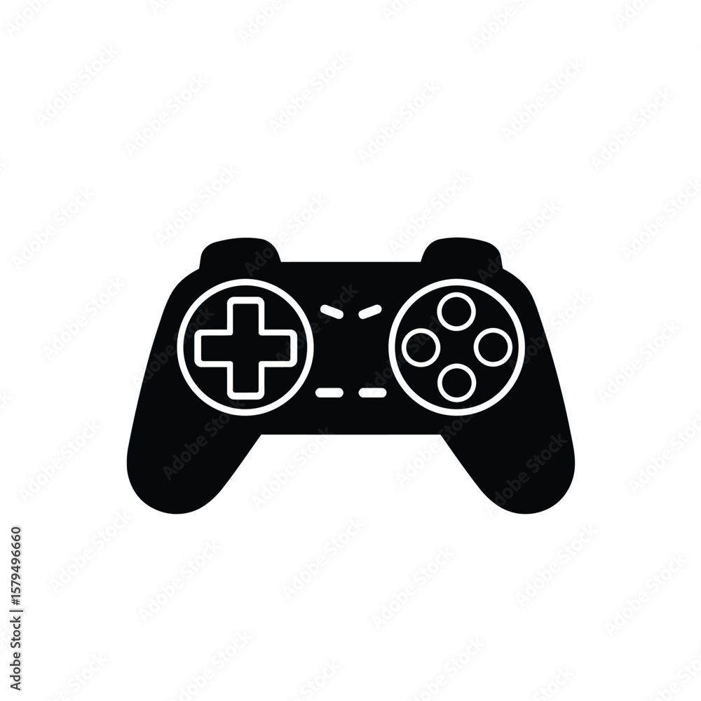 Poster black video game controller icon with buttons gaming