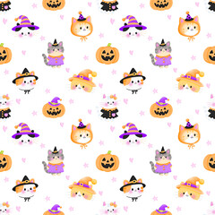 Cute ghost cat seamless 