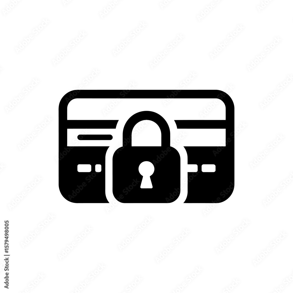 Poster secure payment icon illustrating safe credit card transactions and financial security with padlock s