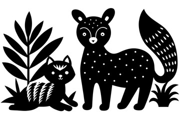 Vector art of silhouette of  cat and mouse