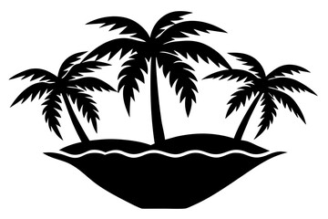 Vector art of silhouette of palm tree in a beach 