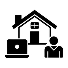 Obraz premium Remote Work and Home Office Icons on White Background.