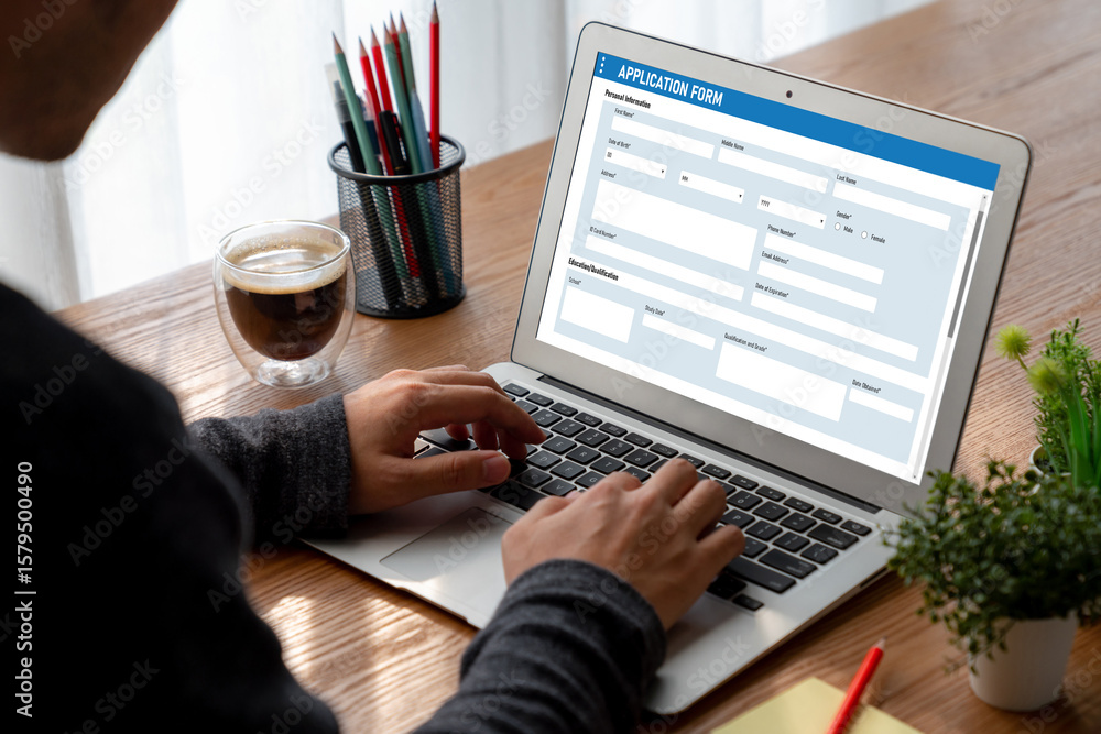 Aufkleber online application form for modish registration on the internet website