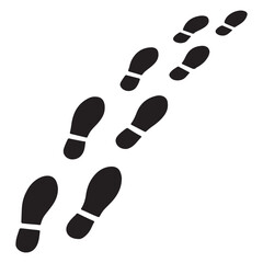 Black human shoe and barefoot footprints vector illustration on a white background