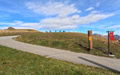 The Royal Walk, Mannlichen Switzerland hiking trail over mountains. 