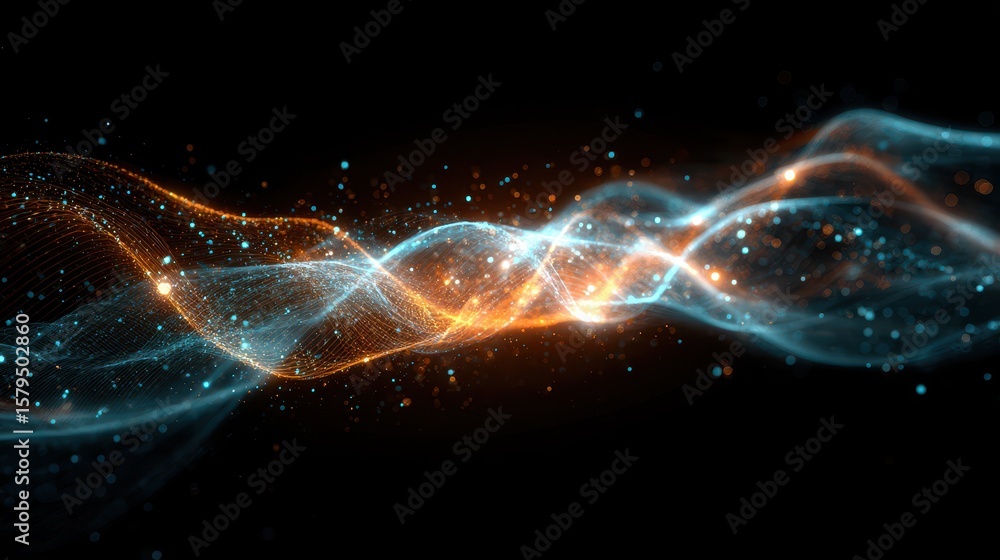 Poster abstract vibration wave: energetic circular design on a striking black background