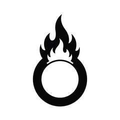 Black fire ring icon symbol flame