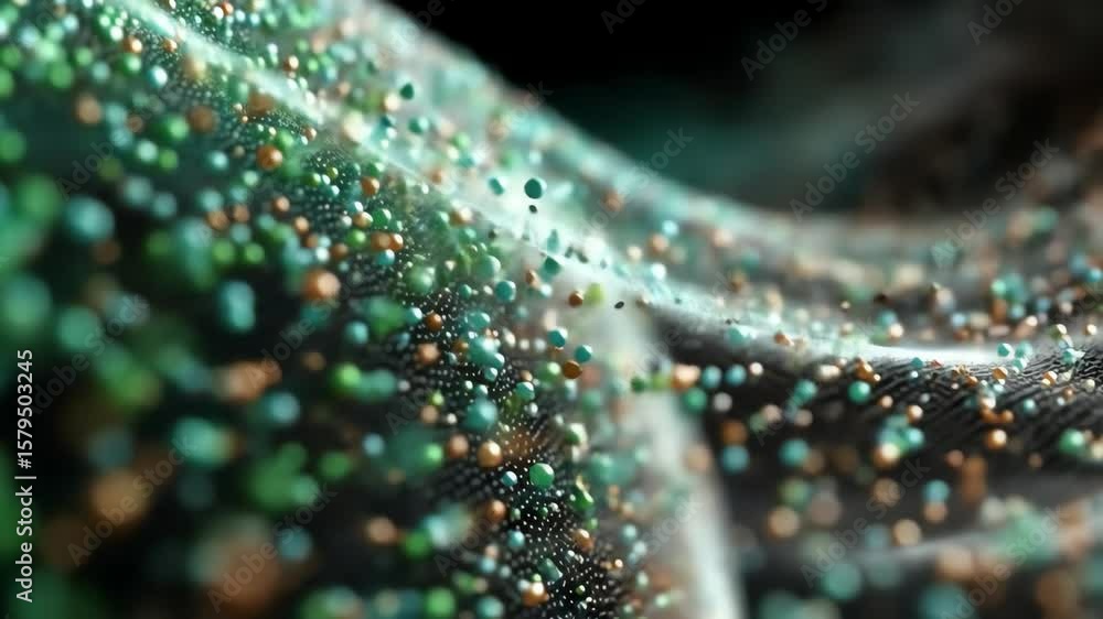 Poster abstract dots and texture blend blurring into a wavy surface