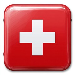 Obraz premium Swiss Medical Aid Symbol. Iconic Representation of First Aid Kit with Cross in Swiss Style