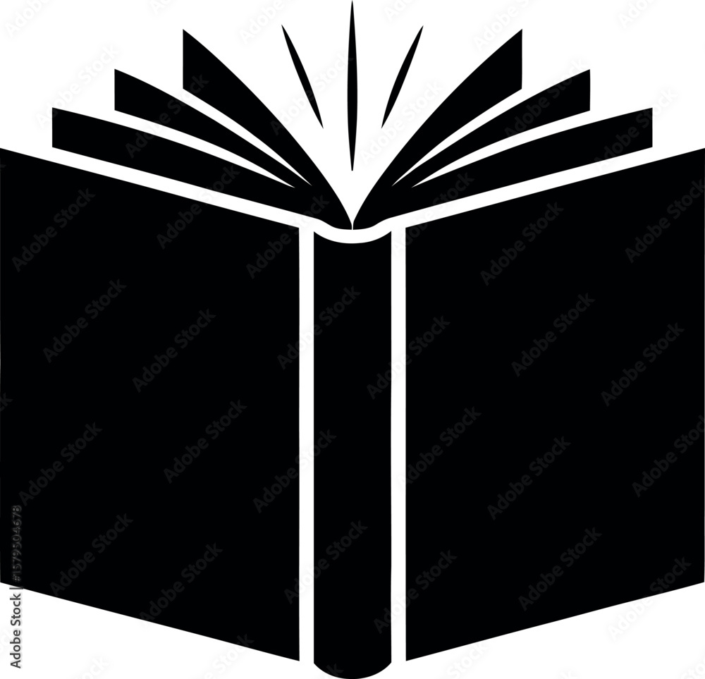 Poster open book silhouette symbolizing knowledge education and reading representing learning literature an