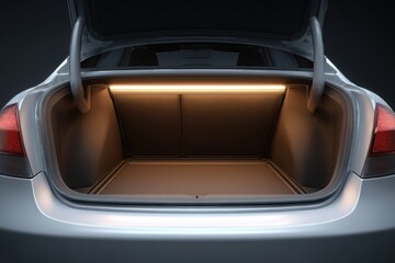 3D Render of an Unoccupied Automobile Trunk with a Clear View: Open Boot Showcase